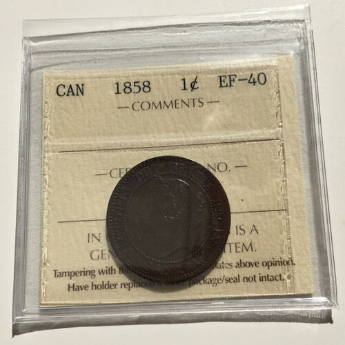 1858 Canada 1-Cent ICCS EF-40