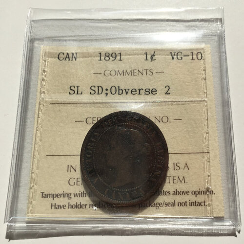 1891 Canada 1-Cent SDSL Obv2 VG-10