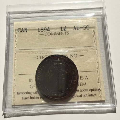 1894 Canada 1-Cent ICCS AU-50