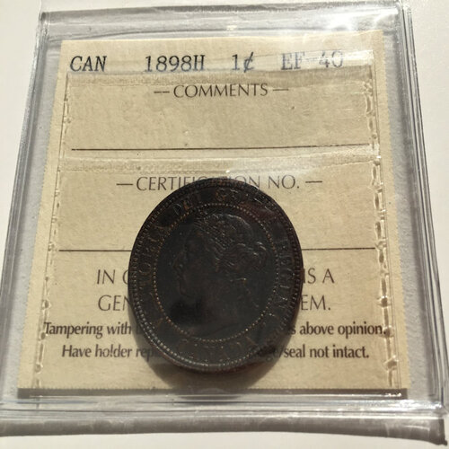 1898H Canada 1-Cent ICCS EF-40