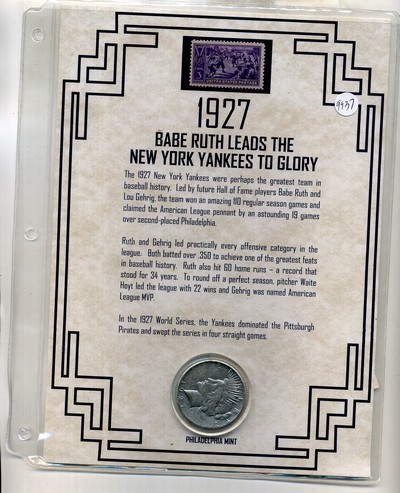 1927-P USA Silver Peace Dollar with Stamp & COA - VF to EF