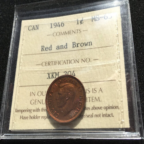1946 Canada 1-Cent ICCS MS-63