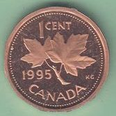 1995 Canada 1-cent Proof w/Frosted Finish