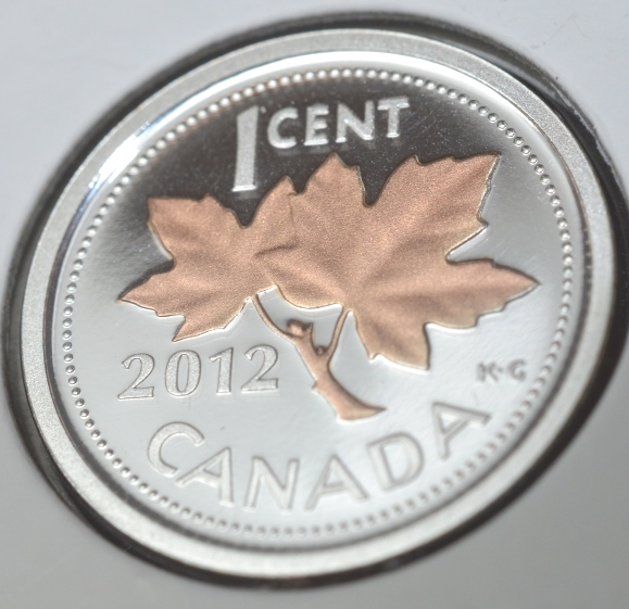 2012 Canada 1-cent 0.999 Silver PF Selective 24K Rose Gold Plating