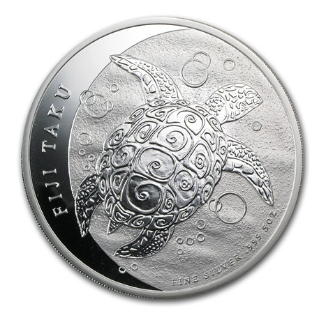 2013 $10 Fiji Taku Turtle 0.999 5oz Fine Silver Coin