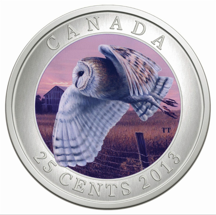 2013 Canada 25c Barn Owl Specimen - Birds of Canada