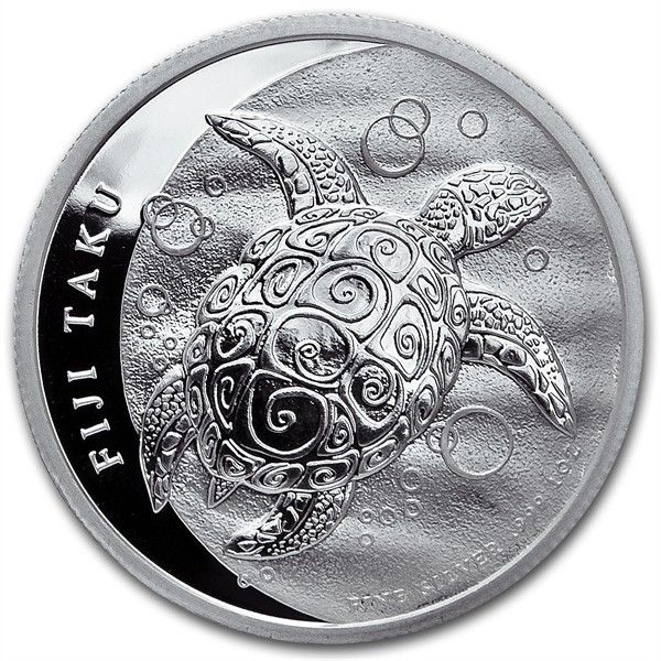 2013 $2 Fiji Taku Turtle 0.999 1oz Fine Silver Coin