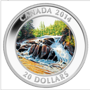 2014 Canada $20 River Rapids Pure Silver Coin