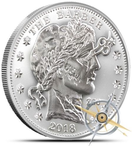 2018 Zombucks The Barber 1oz Fine Silver Round
