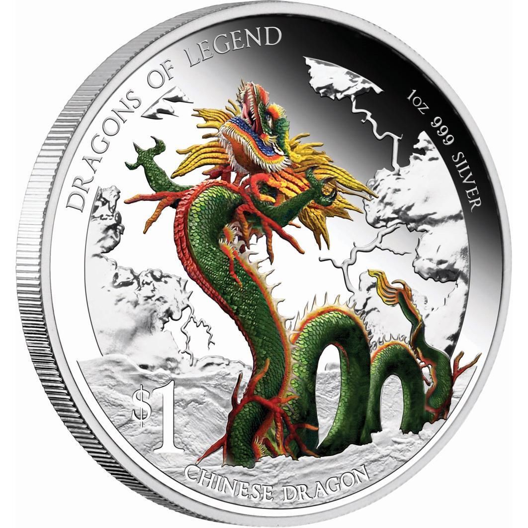 2012 $1 Tuvalu Chinese Dragon 1oz Fine Silver Proof Coin