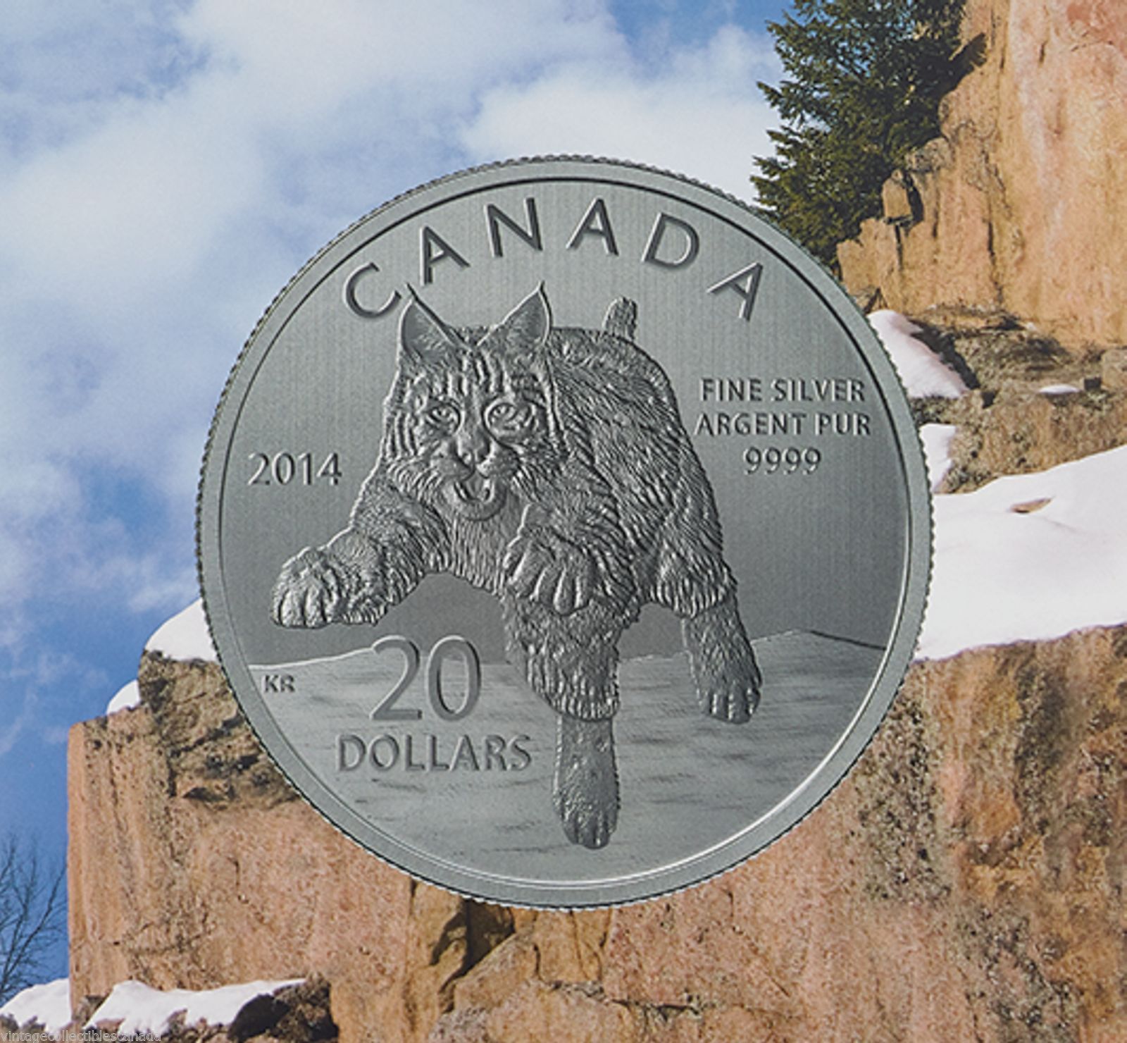 2014 Bobcat $20 for $20 Fine Silver Coin