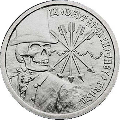 2012 SBSS Debt & Death 1oz Fine Silver Round - Rare Dual Finish
