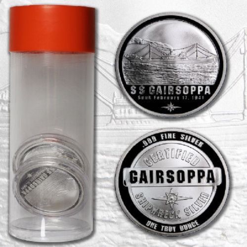 S.S. GAIRSOPPA Genuine Shipwreck WWII Lost Treasure 1oz 0.999 Fine Silver Round