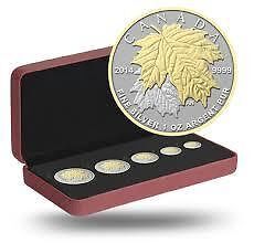 2014 Canada Fine Silver Maple Leaf Fractional Set w Gold Plating