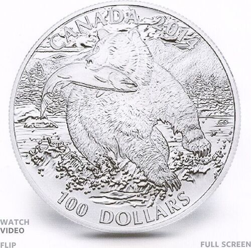 2014 Canada $100 The Grizzly Pure Silver Coin