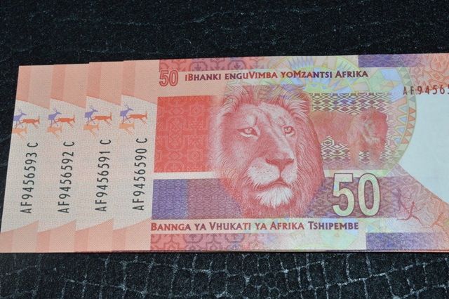 South Africa Fifty Rand Mandela - 4xUNC Notes in Sequence