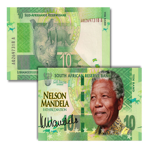 South Africa GEM UNC Ten Rand Colorized Mandela LEGAL TENDER