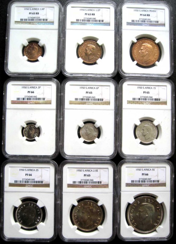 South Africa 1950 PF Short Set NGC PR63-PR66 Mintage 1200! KEY DATE