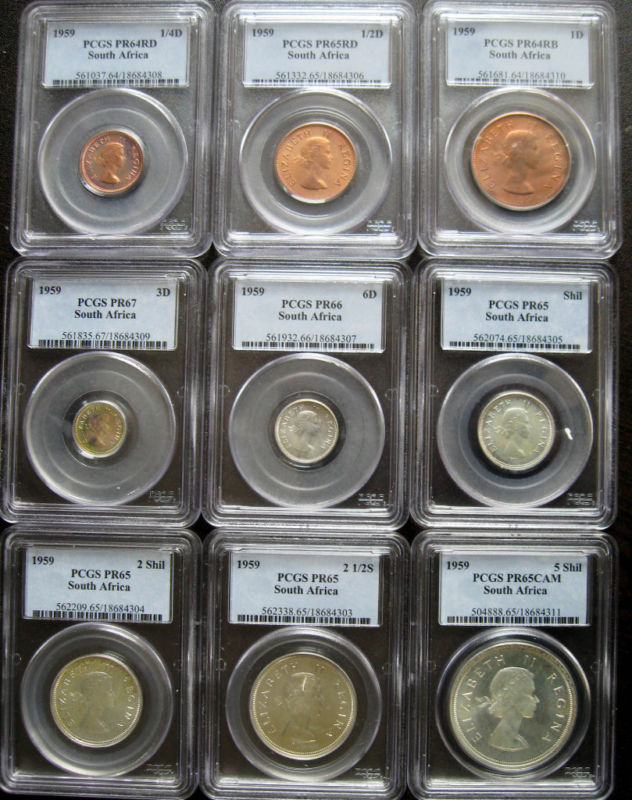 South Africa 1959 PF Short Set PCGS PR64-PR67 - Mintage only 2200!!