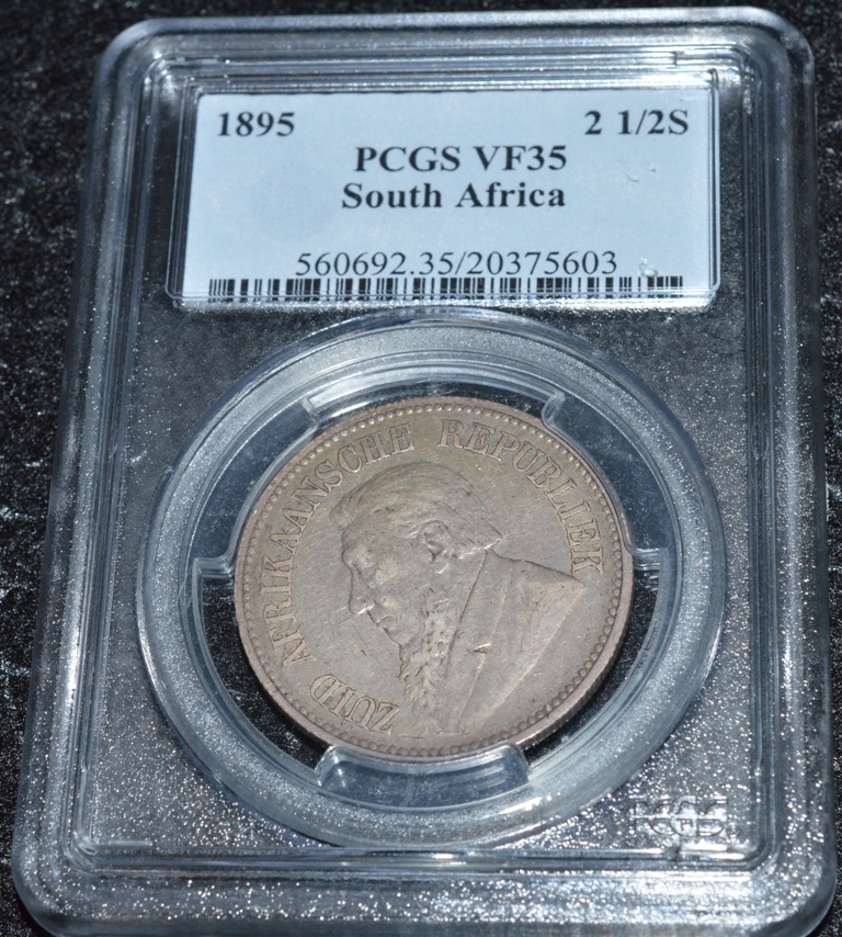1895 South Africa ZAR Half Crown 2.5 Shillings PCGS VF35 **Better Date**