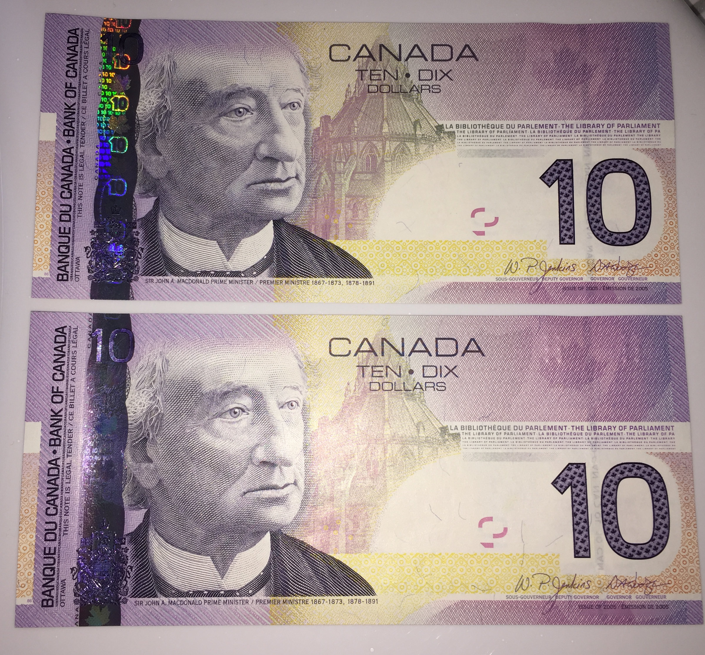 2005 $10 BEU Prefix Jenkins/Dodge BC-68a - 2 x CUNC Consecutive Notes