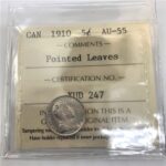 1910 Canada 5-Cent ICCS AU-55 Pointed Leaves