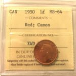 1950 Canada 1-Cent ICCS MS64 RED CAMEO