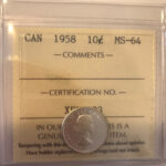 1958 Canada 10-cent ICCS MS-64