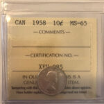 1958 Canada 10-cent ICCS MS-65