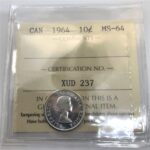 1964 Canada 10-Cent ICCS MS-64 Cameo