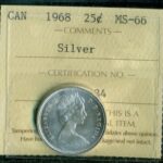 1968 Canada 25-cent ICCS MS66 Silver