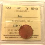 1980 Canada 1-Cent ICCS Graded MS64 RED