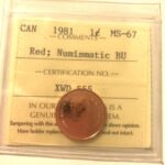 1981 Canada 1-Cent ICCS Graded MS67 RED NBU