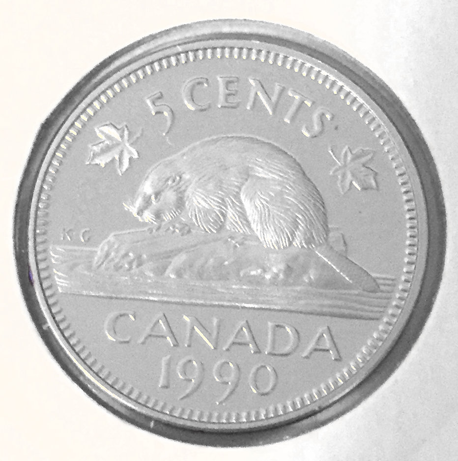 1990 Canada 5-cent Proof with Frosted Finish