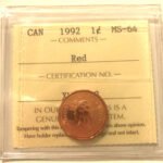 1992 Canada 1-Cent ICCS Graded MS-64 RED