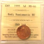 1995 Canada 1-Cent ICCS MS66 RED NBU