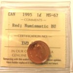 1995 Canada 1-Cent ICCS MS67 RED NBU