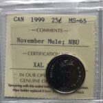 1999 Canada 25-cent November MULE ICCS MS-65