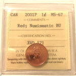 2001-P Canada 1-Cent ICCS MS67 RED