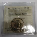 2010 Canada 1-dollara $1 Loon Large Beads ICCS MS66