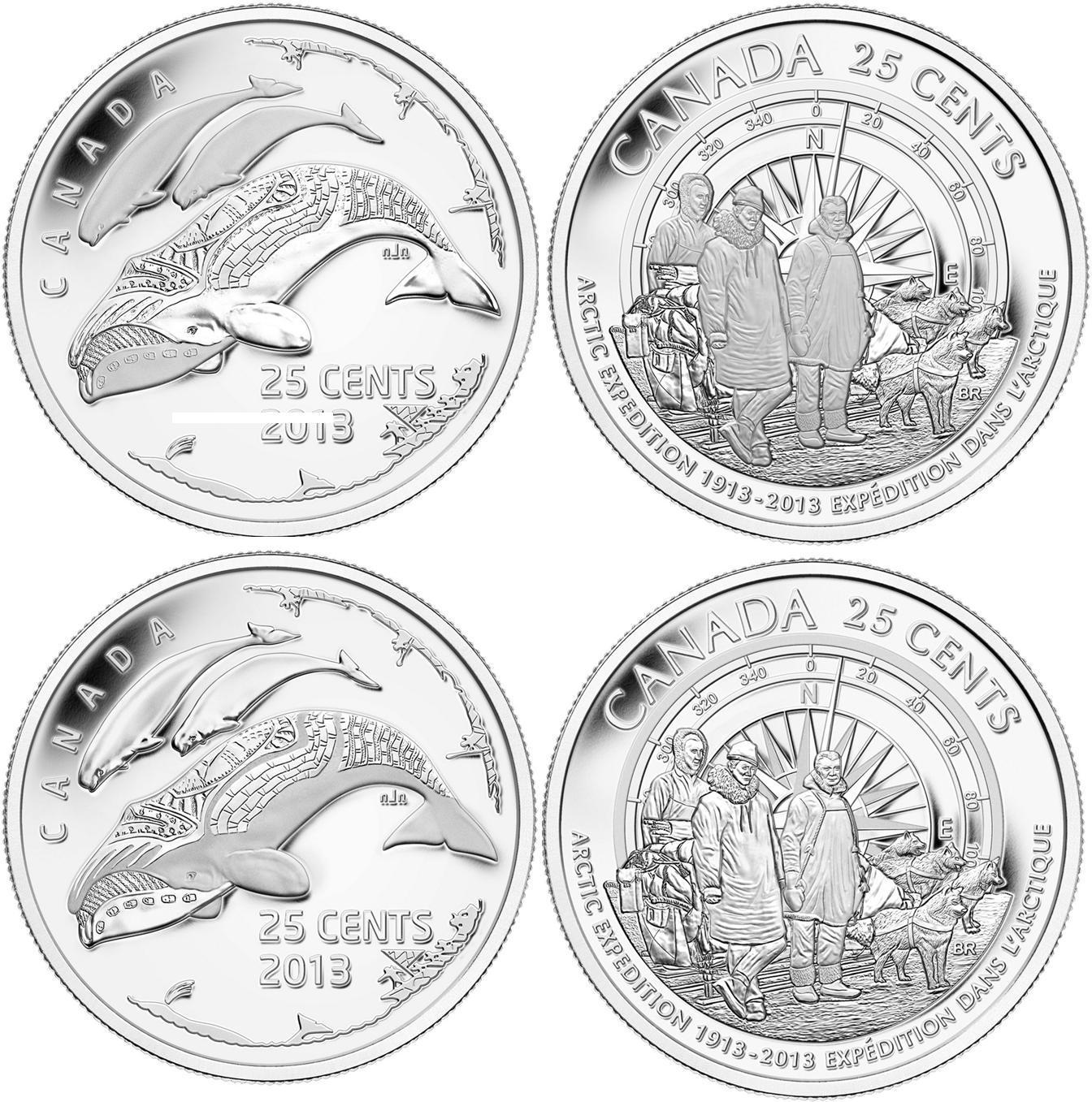 2013 Canada 25-cent BU - 2 Coins Arctic Expedition & Life in the North