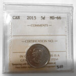 2015 Canada 5-cent ICCS MS-66
