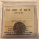 2016 Canada 5-cent ICCS MS64