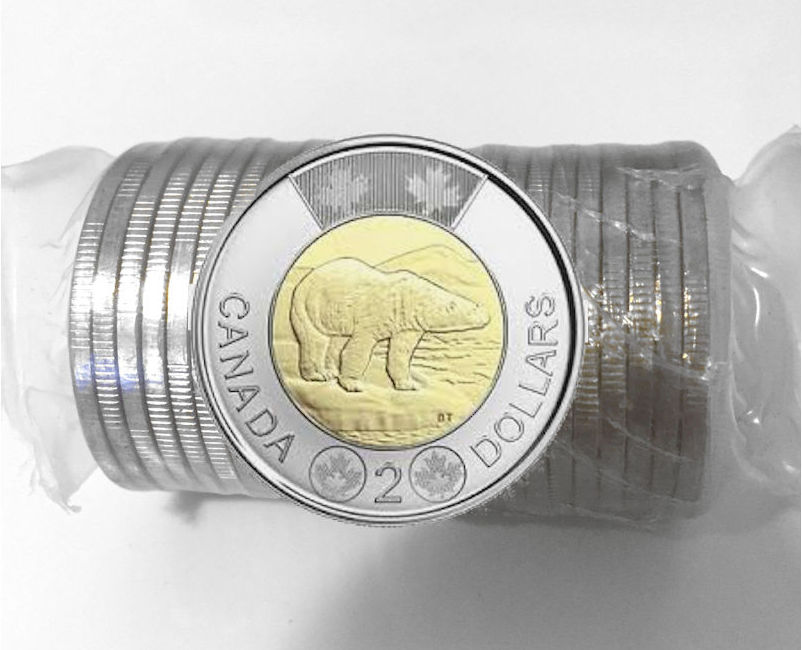 2016 Canada $2 2-dollar Polar Bear Original Roll