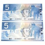 2001 $5 AOE Prefix BC-62a Knight-Dodge 2 x UNC Consecutive Notes