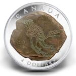 2010 $4 Dromaeosaurus Dinosaur Fossils of Canada Series Fine Silver Coin