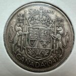 1943 Canada 50-cent 0.800 Silver Circulated Coin - F/VF