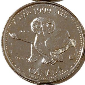 1 x 1999 Canada Millenium 25 cent UNC Quarter - APRIL