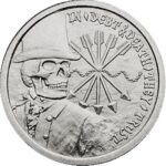 1 x BU Silver Bullet 2013 Debt & Death 1oz Silver Round - HALF MATTE, HALF PROOF