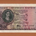 South Africa 1952 Ten Pounds MH De Kock EF-AU Large Banknote